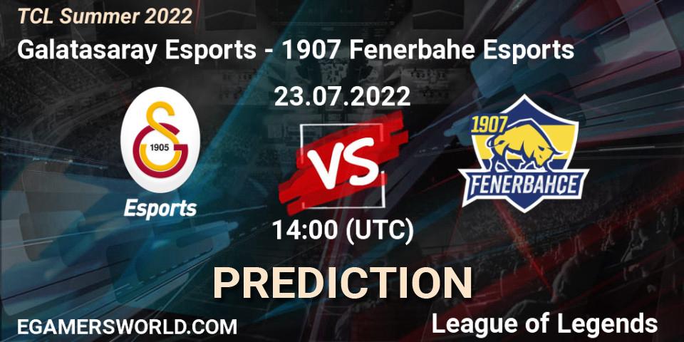 Prognoza Galatasaray Esports - 1907 Fenerbahçe Esports. 23.07.2022 at 14:00, LoL, TCL Summer 2022