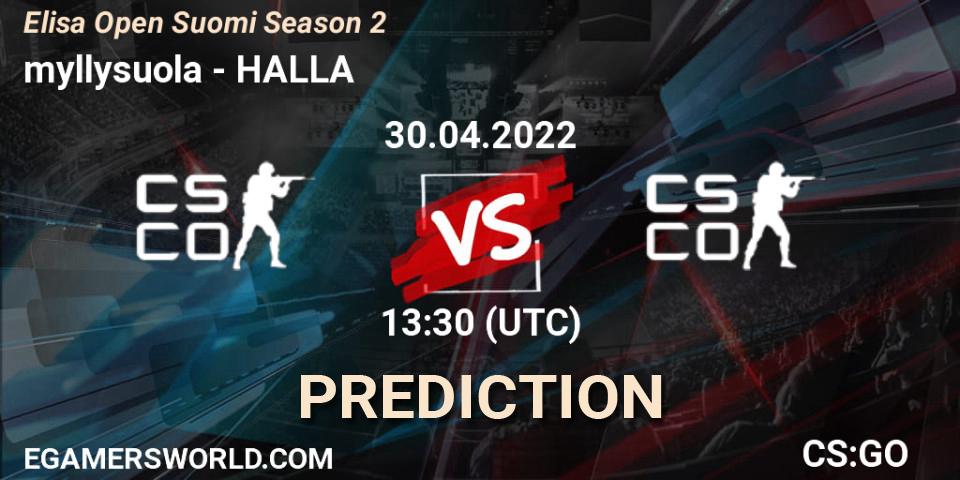 Prognoza myllysuola - HALLA. 30.04.2022 at 13:30, Counter-Strike (CS2), Elisa Open Suomi Season 2