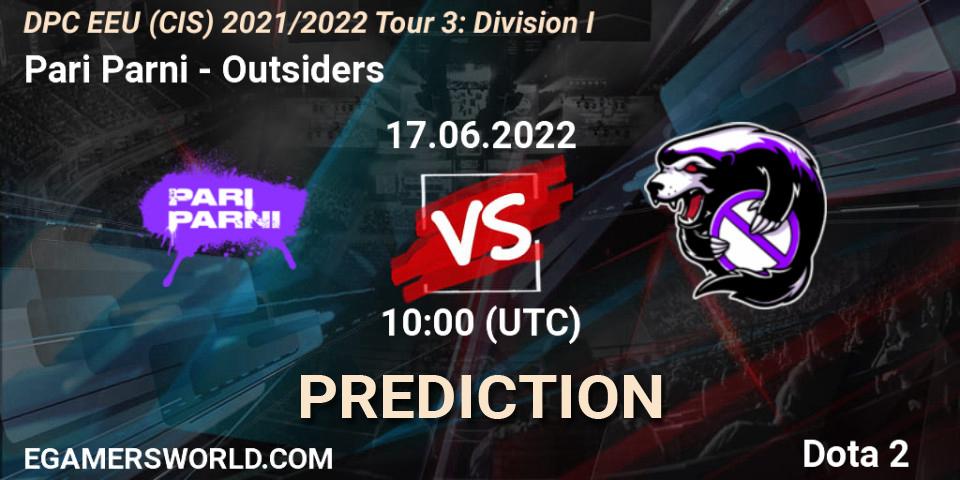 Prognoza Pari Parni - Outsiders. 17.06.2022 at 10:33, Dota 2, DPC EEU (CIS) 2021/2022 Tour 3: Division I