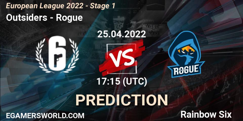 Prognoza Outsiders - Rogue. 25.04.2022 at 16:00, Rainbow Six, European League 2022 - Stage 1