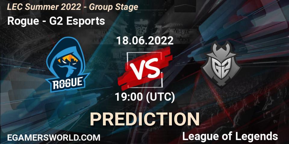 Prognoza Rogue - G2 Esports. 18.06.2022 at 19:00, LoL, LEC Summer 2022 - Group Stage