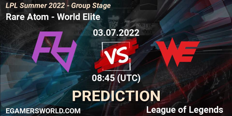 Prognoza Rare Atom - World Elite. 03.07.22, LoL, LPL Summer 2022 - Group Stage