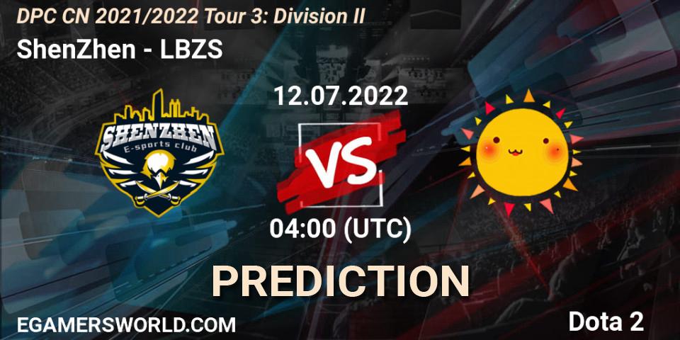 Prognoza ShenZhen - LBZS. 12.07.22, Dota 2, DPC CN 2021/2022 Tour 3: Division II