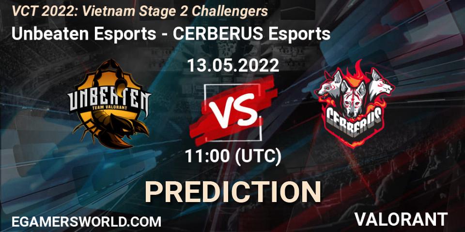 Prognoza Unbeaten Esports - CERBERUS Esports. 13.05.2022 at 11:00, VALORANT, VCT 2022: Vietnam Stage 2 Challengers