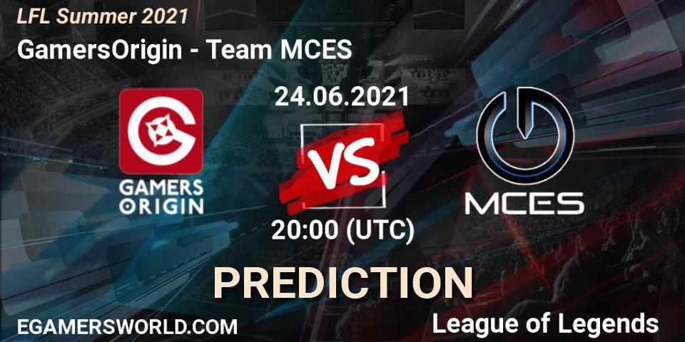 Prognoza GamersOrigin - Team MCES. 24.06.2021 at 20:00, LoL, LFL Summer 2021