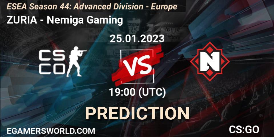 Prognoza ZURIA - Nemiga Gaming. 05.02.23, CS2 (CS:GO), ESEA Season 44: Advanced Division - Europe