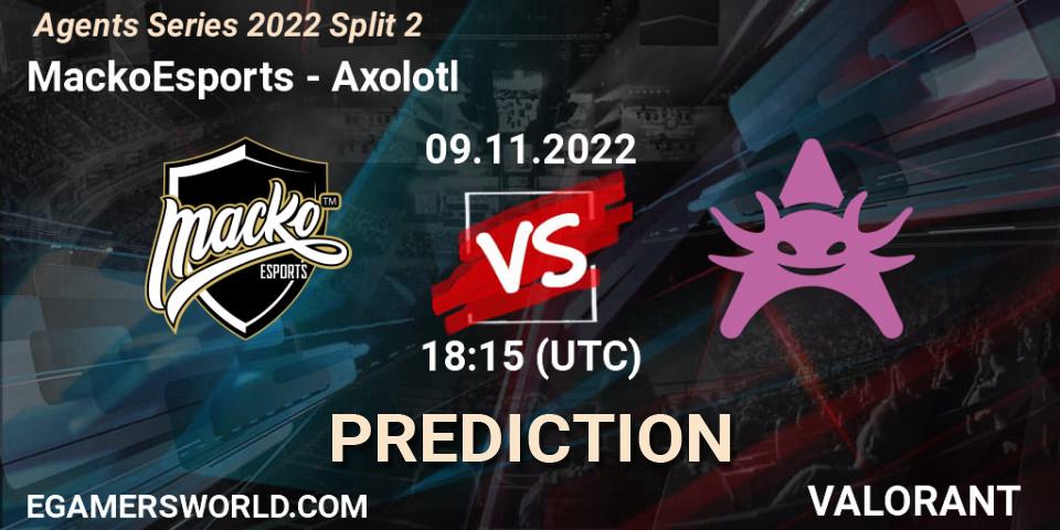 Prognoza MackoEsports - Axolotl. 09.11.22, VALORANT, Agents Series 2022 Split 2