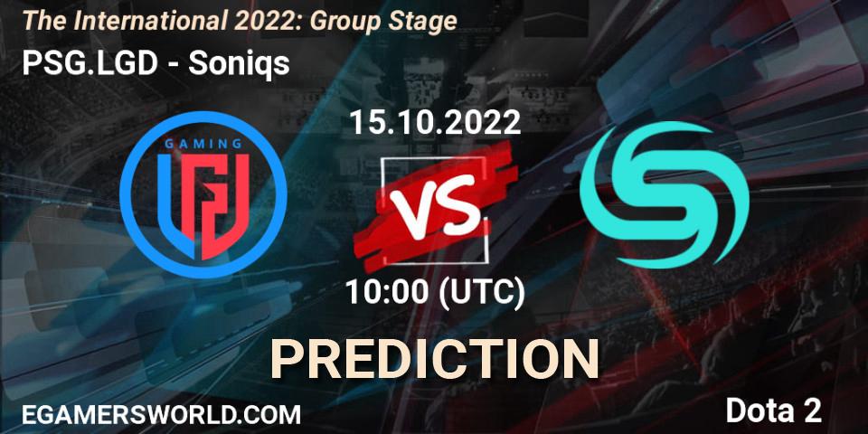 Prognoza PSG.LGD - Soniqs. 15.10.2022 at 12:51, Dota 2, The International 2022: Group Stage