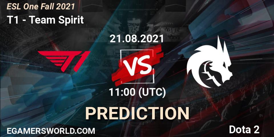 Prognoza T1 - Team Spirit. 21.08.2021 at 11:45, Dota 2, ESL One Fall 2021