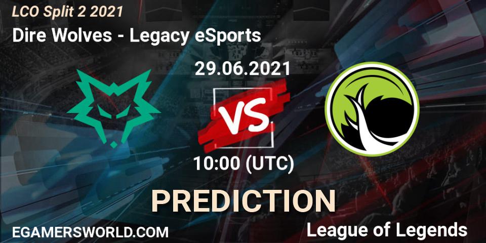 Prognoza Dire Wolves - Legacy eSports. 29.06.21, LoL, LCO Split 2 2021