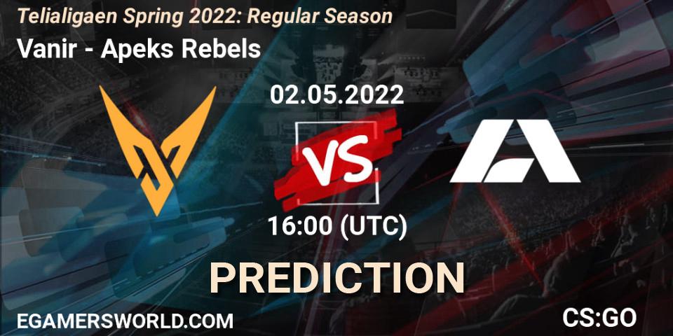 Prognoza Vanir - Apeks Rebels. 02.05.2022 at 16:00, Counter-Strike (CS2), Telialigaen Spring 2022: Regular Season