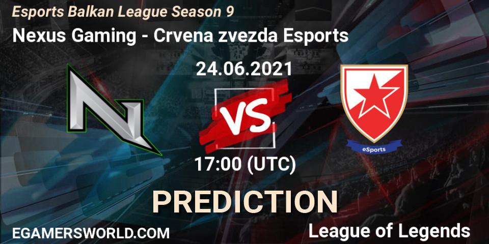 Prognoza Nexus Gaming - Crvena zvezda Esports. 24.06.2021 at 17:00, LoL, Esports Balkan League Season 9
