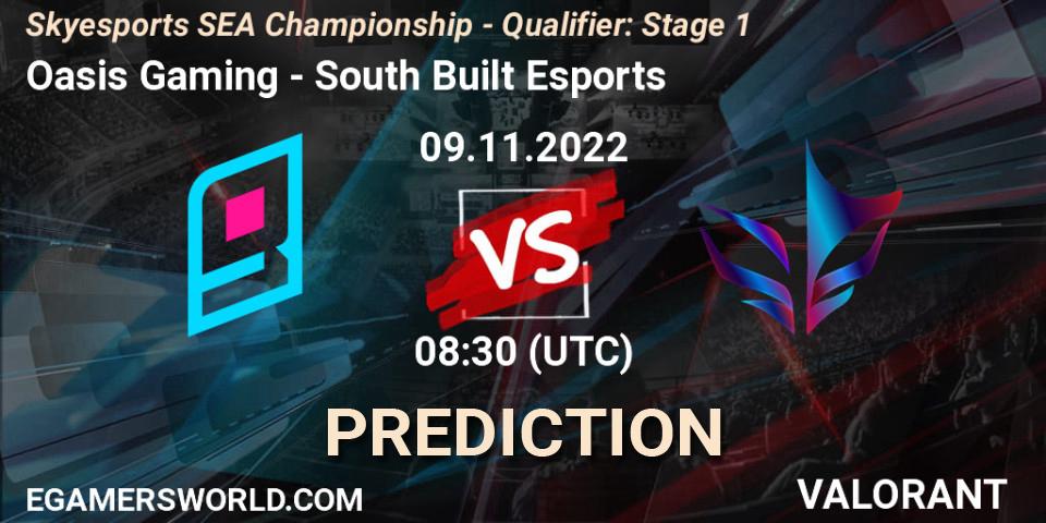 Prognoza Oasis Gaming - South Built Esports. 09.11.2022 at 08:30, VALORANT, Skyesports SEA Championship - Qualifier: Stage 1