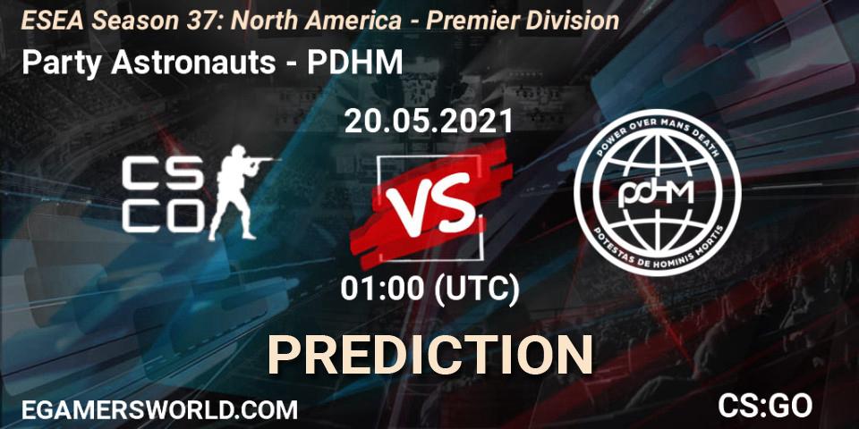 Prognoza Party Astronauts - PDHM. 20.05.2021 at 01:00, Counter-Strike (CS2), ESEA Season 37: North America - Premier Division
