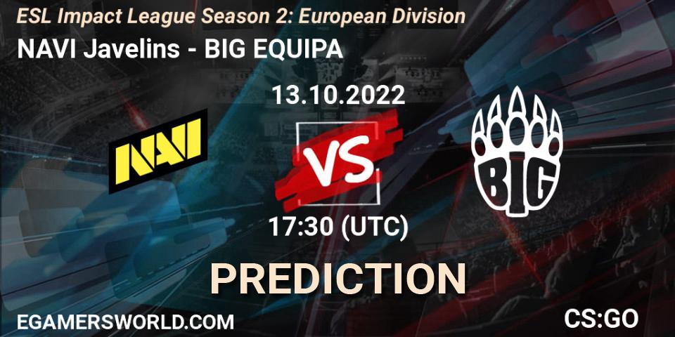 Prognoza NAVI Javelins - BIG EQUIPA. 13.10.2022 at 17:30, Counter-Strike (CS2), ESL Impact League Season 2: European Division