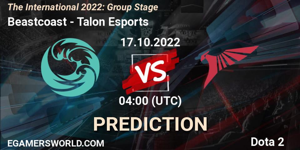 Prognoza Beastcoast - Talon Esports. 17.10.22, Dota 2, The International 2022: Group Stage