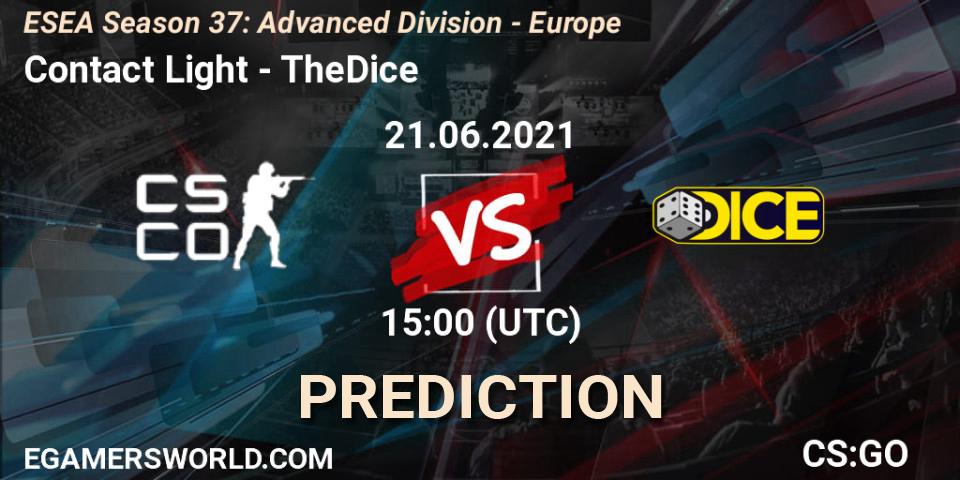 Prognoza Contact Light - TheDice. 21.06.2021 at 15:00, Counter-Strike (CS2), ESEA Season 37: Advanced Division - Europe