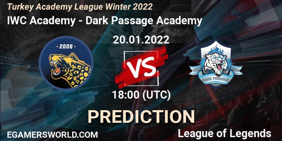 Prognoza IWC Academy - Dark Passage Academy. 20.01.2022 at 18:00, LoL, Turkey Academy League Winter 2022