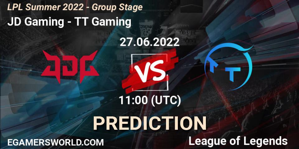 Prognoza JD Gaming - TT Gaming. 27.06.2022 at 11:00, LoL, LPL Summer 2022 - Group Stage
