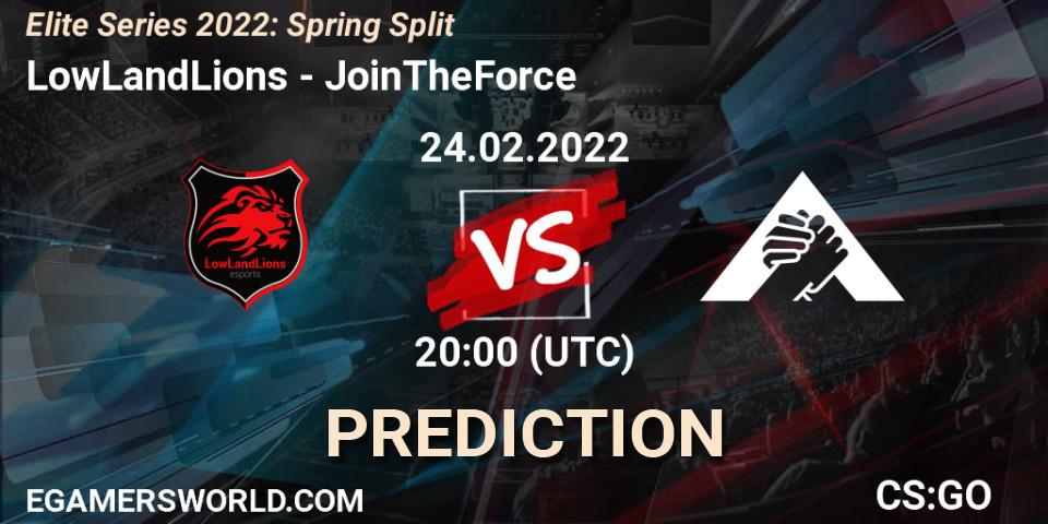 Prognoza LowLandLions - JoinTheForce. 24.02.2022 at 20:00, Counter-Strike (CS2), Elite Series 2022: Spring Split