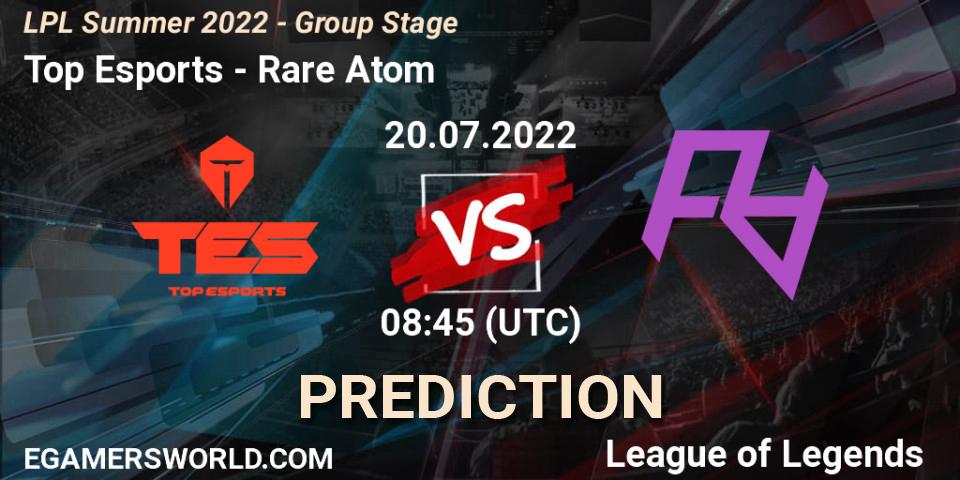 Prognoza Top Esports - Rare Atom. 20.07.22, LoL, LPL Summer 2022 - Group Stage