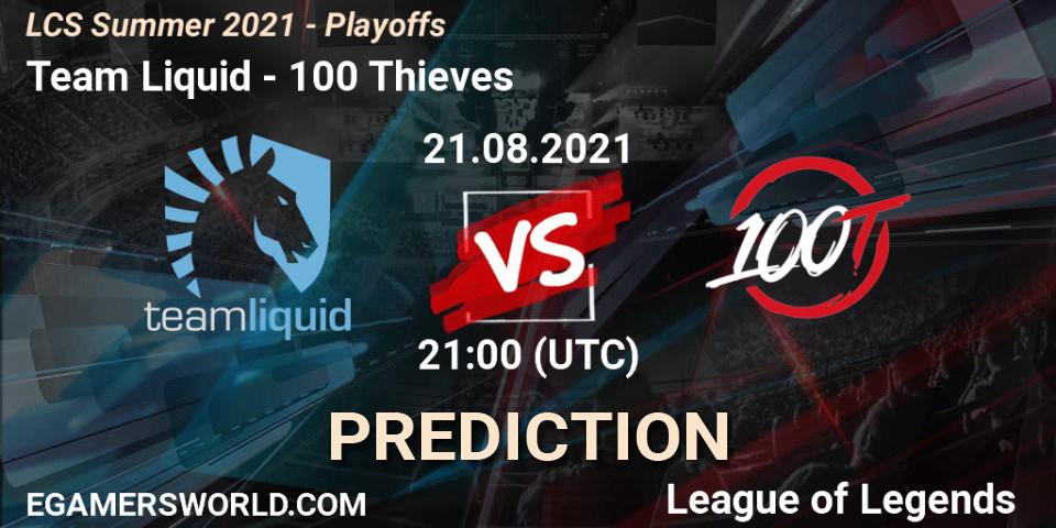 Prognoza Team Liquid - 100 Thieves. 21.08.2021 at 21:00, LoL, LCS Summer 2021 - Playoffs