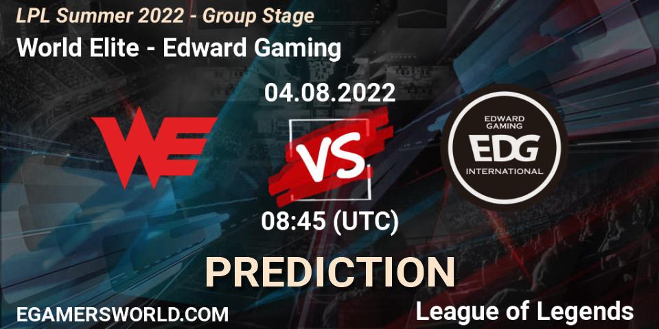 Prognoza World Elite - Edward Gaming. 04.08.2022 at 09:00, LoL, LPL Summer 2022 - Group Stage
