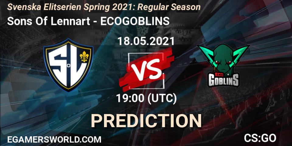 Prognoza Sons Of Lennart - ECOGOBLINS. 18.05.2021 at 19:00, Counter-Strike (CS2), Svenska Elitserien Spring 2021: Regular Season