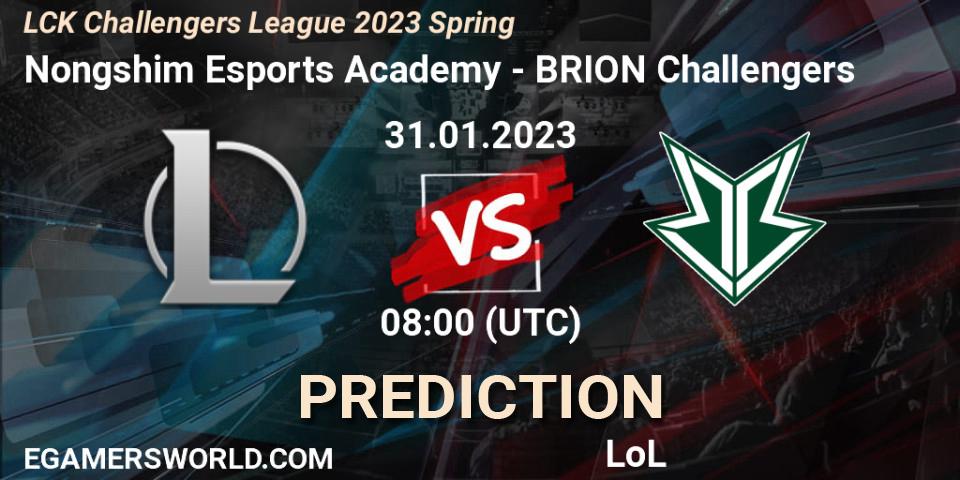 Prognoza Nongshim Esports Academy - Brion Esports Challengers. 31.01.23, LoL, LCK Challengers League 2023 Spring