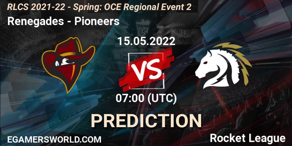 Prognoza Renegades - Pioneers. 15.05.2022 at 07:00, Rocket League, RLCS 2021-22 - Spring: OCE Regional Event 2