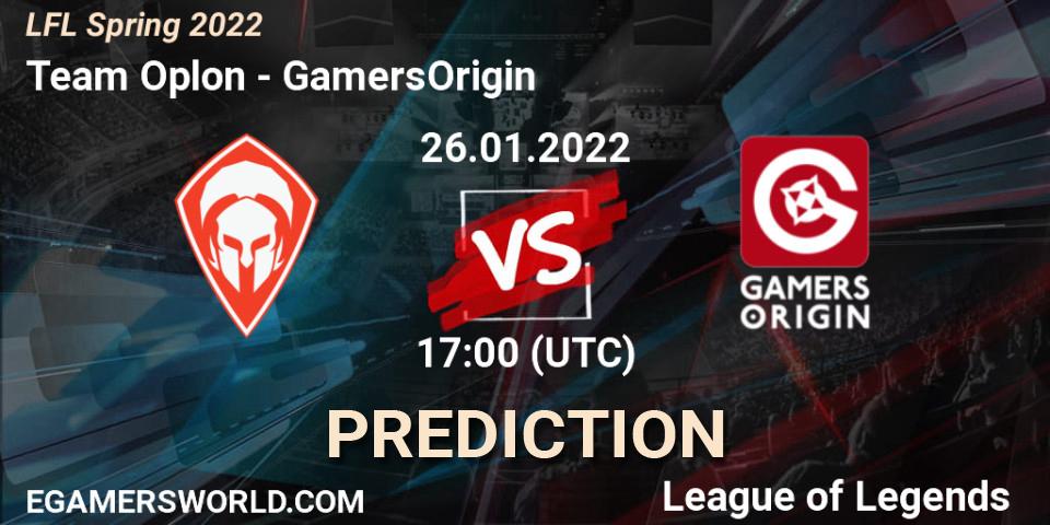 Prognoza Team Oplon - GamersOrigin. 26.01.2022 at 17:00, LoL, LFL Spring 2022