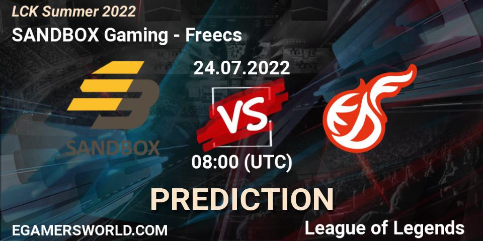 Prognoza SANDBOX Gaming - Freecs. 24.07.2022 at 08:00, LoL, LCK Summer 2022