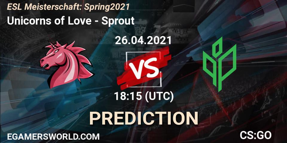 Prognoza Unicorns of Love - Sprout. 26.04.2021 at 18:15, Counter-Strike (CS2), ESL Meisterschaft: Spring 2021