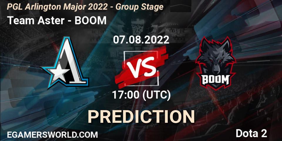 Prognoza Team Aster - BOOM. 07.08.2022 at 17:13, Dota 2, PGL Arlington Major 2022 - Group Stage