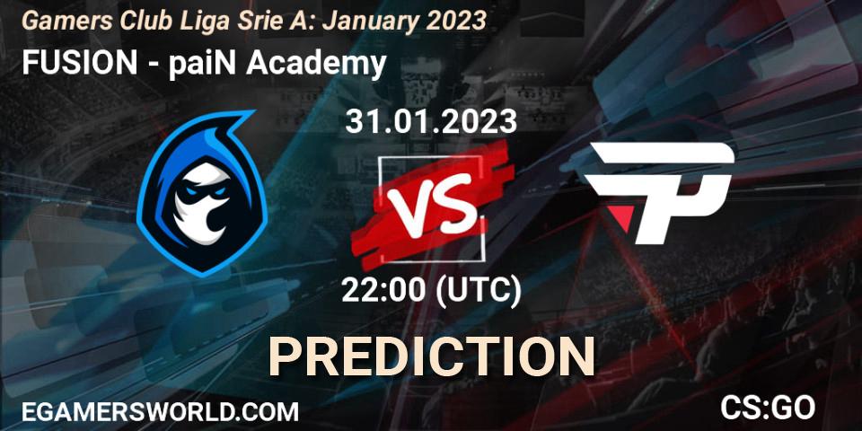Prognoza FUSION - paiN Academy. 31.01.23, CS2 (CS:GO), Gamers Club Liga Série A: January 2023