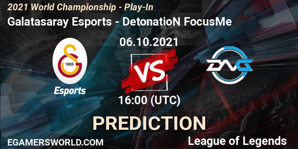 Prognoza Galatasaray Esports - DetonatioN FocusMe. 06.10.2021 at 16:00, LoL, 2021 World Championship - Play-In