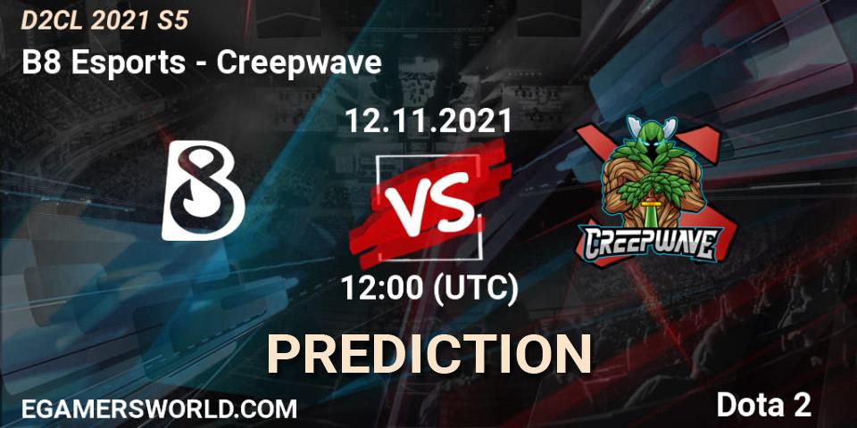 Prognoza B8 Esports - Creepwave. 12.11.2021 at 18:00, Dota 2, Dota 2 Champions League 2021 Season 5