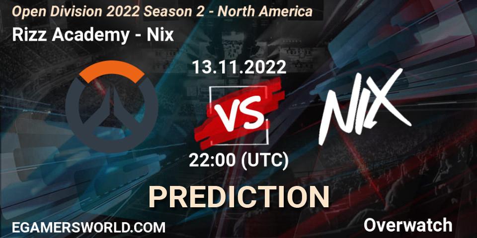 Prognoza Rizz Academy - Nix. 13.11.2022 at 22:00, Overwatch, Open Division 2022 Season 2 - North America