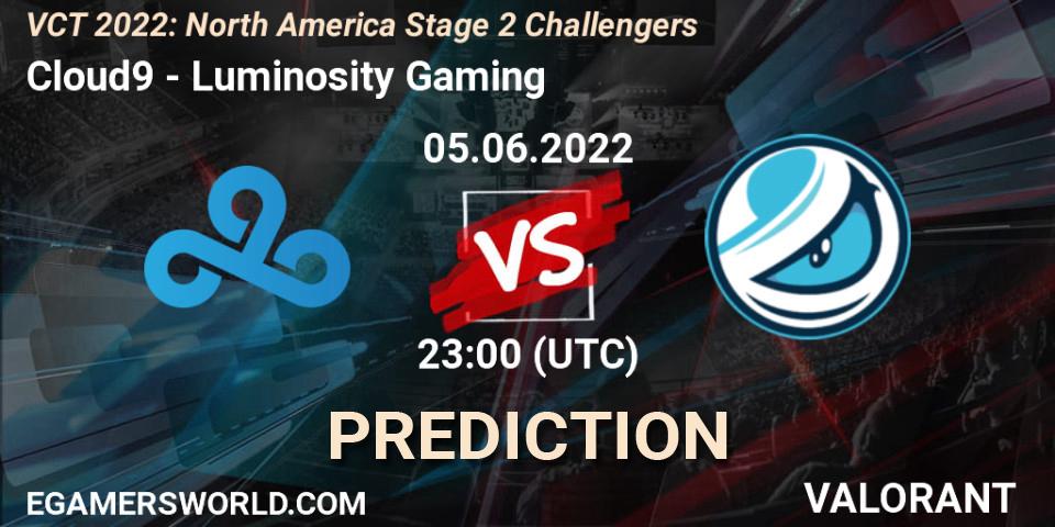 Prognoza Cloud9 - Luminosity Gaming. 05.06.2022 at 23:00, VALORANT, VCT 2022: North America Stage 2 Challengers