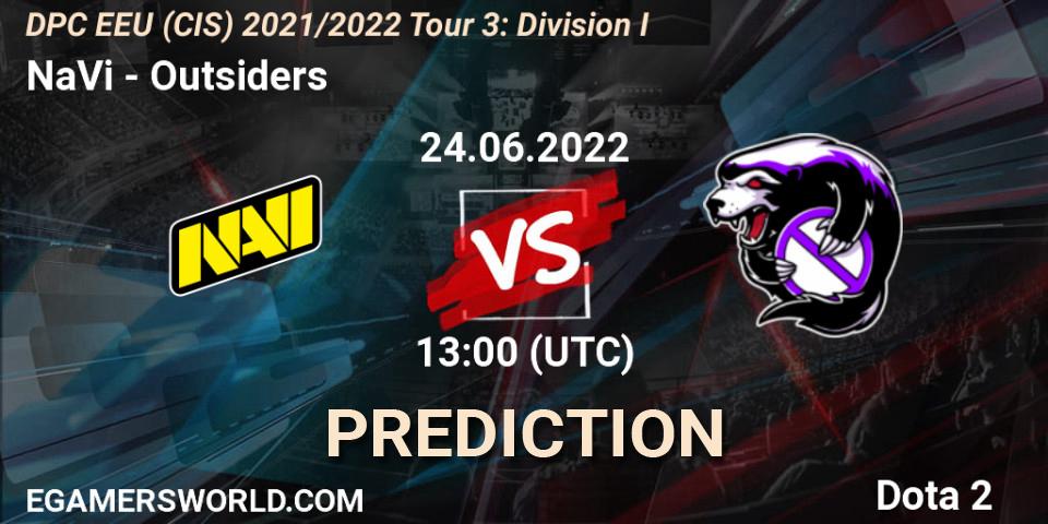 Prognoza NaVi - Outsiders. 24.06.2022 at 13:01, Dota 2, DPC EEU (CIS) 2021/2022 Tour 3: Division I