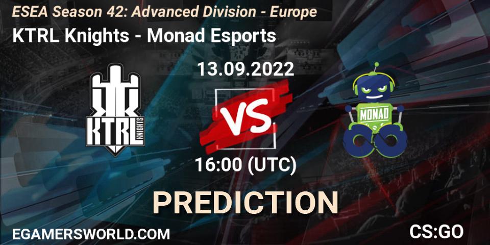 Prognoza KTRL Knights - Monad Esports. 13.09.2022 at 16:00, Counter-Strike (CS2), ESEA Season 42: Advanced Division - Europe