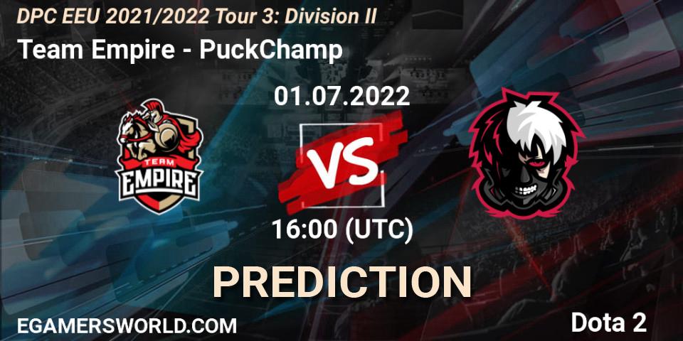 Prognoza Team Empire - PuckChamp. 01.07.22, Dota 2, DPC EEU 2021/2022 Tour 3: Division II