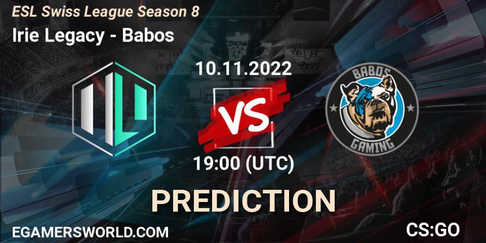 Prognoza Irie Legacy - Babos. 10.11.2022 at 19:00, Counter-Strike (CS2), ESL Swiss League Season 8