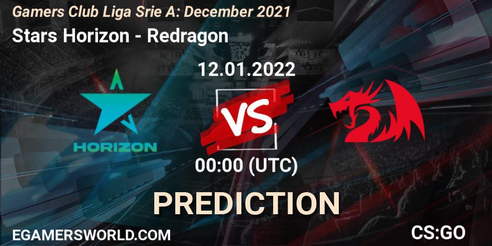 Prognoza Stars Horizon - Redragon. 12.01.2022 at 00:00, Counter-Strike (CS2), Gamers Club Liga Série A: December 2021