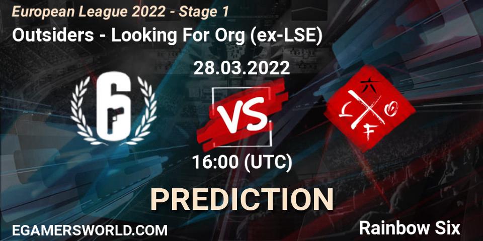 Prognoza Outsiders - Looking For Org (ex-LSE). 28.03.2022 at 16:00, Rainbow Six, European League 2022 - Stage 1