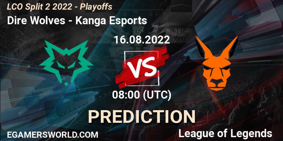 Prognoza Dire Wolves - Kanga Esports. 16.08.2022 at 08:00, LoL, LCO Split 2 2022 - Playoffs