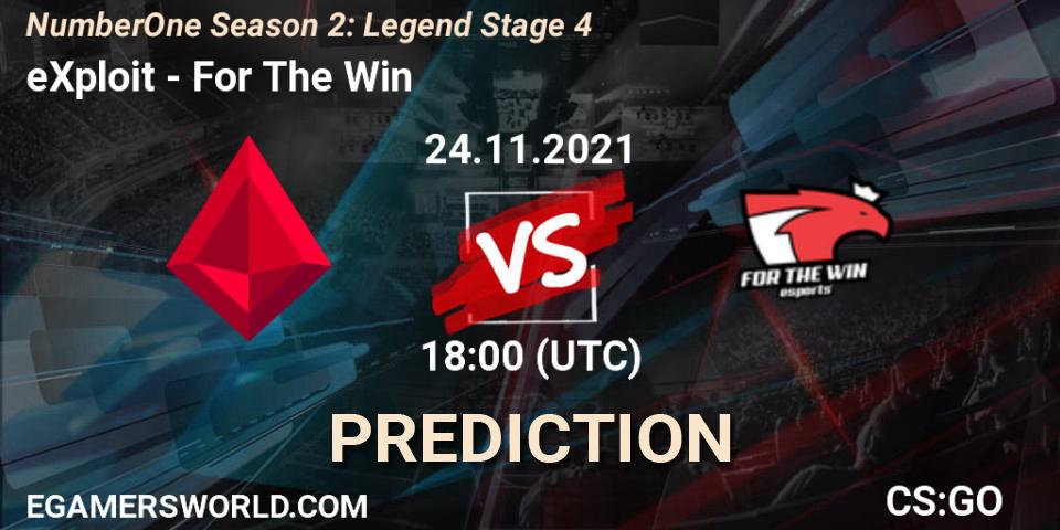 Prognoza eXploit - For The Win. 24.11.2021 at 18:00, Counter-Strike (CS2), NumberOne Season 2: Legend Stage 4