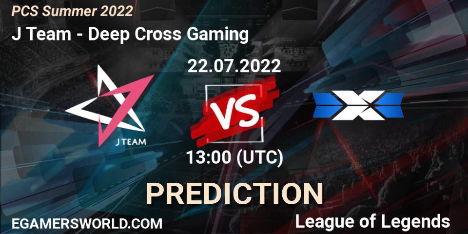 Prognoza J Team - Deep Cross Gaming. 22.07.2022 at 11:00, LoL, PCS Summer 2022