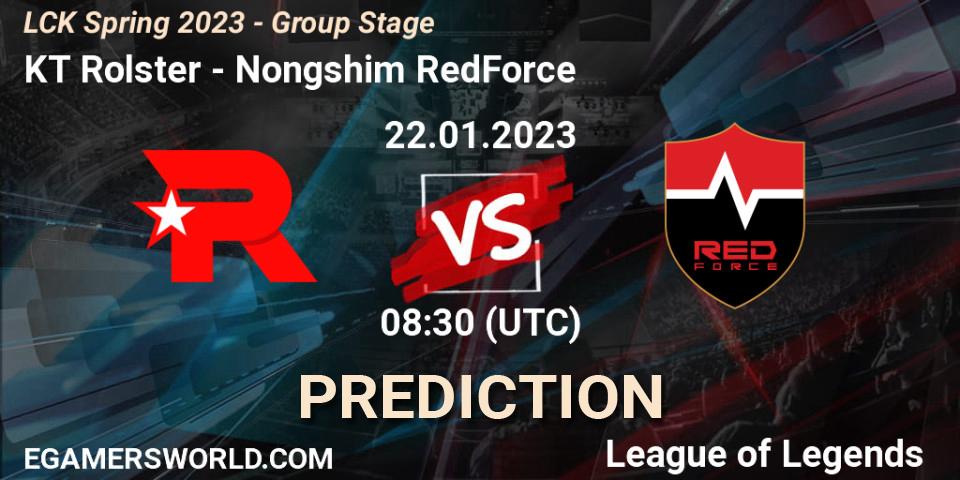 Prognoza KT Rolster - Nongshim RedForce. 22.01.2023 at 09:40, LoL, LCK Spring 2023 - Group Stage