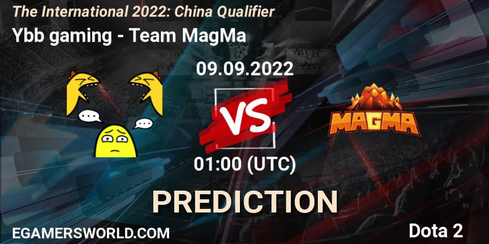 Prognoza Ybb gaming - Team MagMa. 09.09.2022 at 01:10, Dota 2, The International 2022: China Qualifier